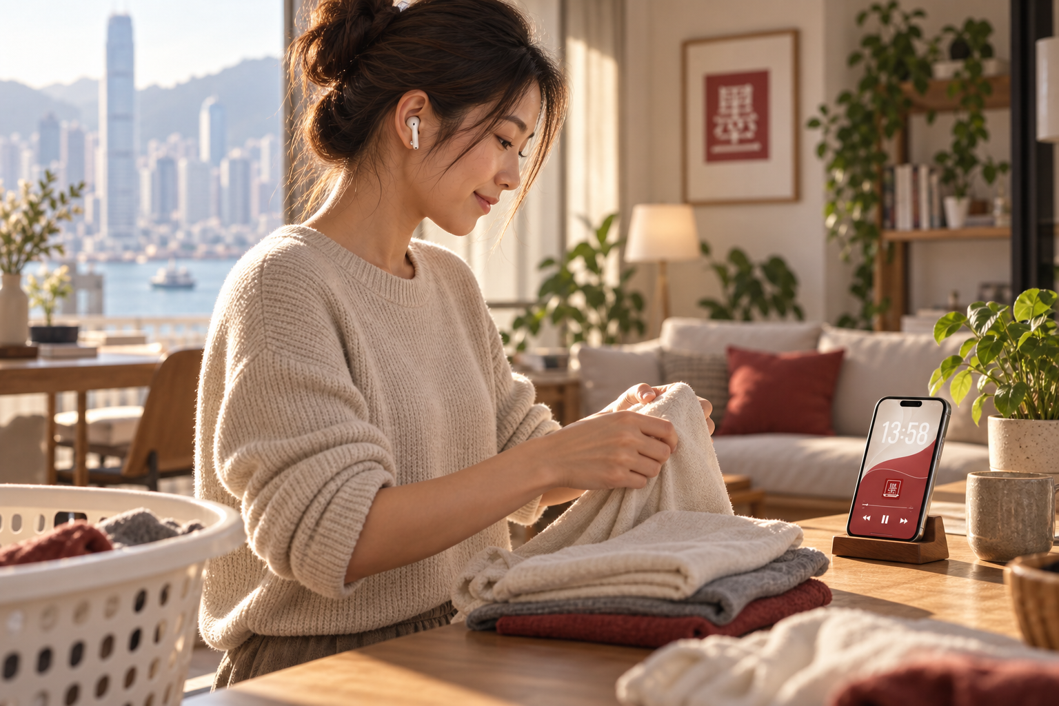 處理日常家務時使用墨間背景朗讀